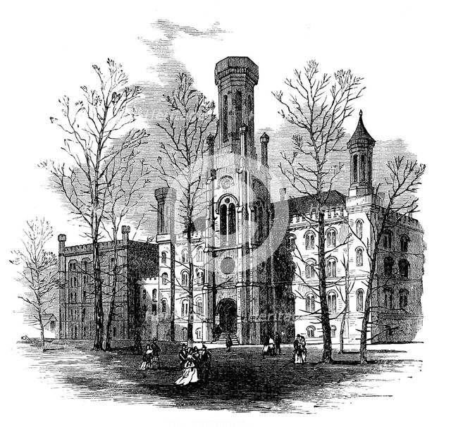 The Great Fire at Chicago: the University, 1871. Creator: Unknown.