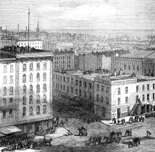 The Great Fire at Chicago: view from the dome of the City Hall, 1871. Creator: Unknown