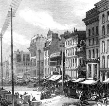 The Great Fire at Chicago: Clark-Street North, 1871. Creator: Unknown