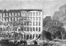 The Great Fire at Chicago: ruins on the north side of Lake-Street, 1868. Creator: Unknown