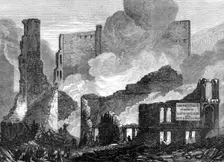 The Great Fire at Chicago: ruins on the south side of Lake-Street, 1868. Creator: Unknown