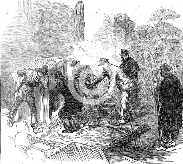 The Great Fire at Boston: opening of safes after the fire, 1872. Creator: Unknown.
