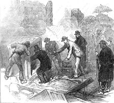 The Great Fire at Boston: opening of safes after the fire, 1872. Creator: Unknown