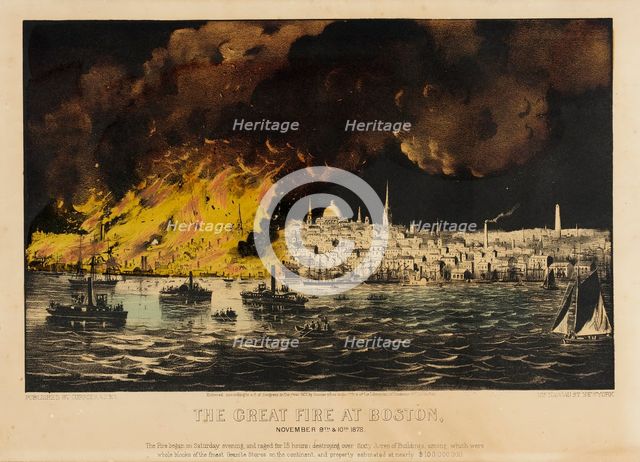 The Great Fire at Boston (image 1 of 2), 1872. Creator: Currier and Ives.