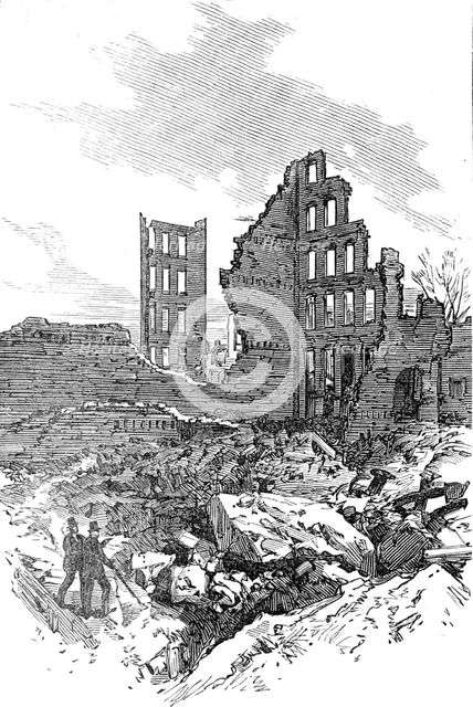 The Great Fire at Boston: ruins of the building where the fire originated, 1872. Creator: Unknown.