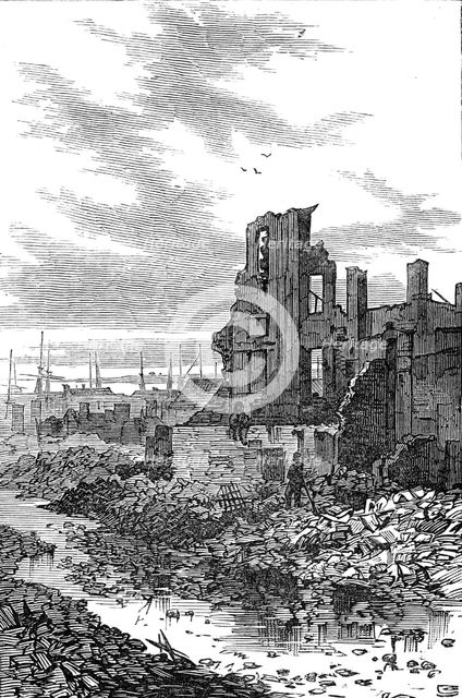 The Great Fire at Boston: Summer-Street, looking towards the harbour, 1872. Creator: Unknown.