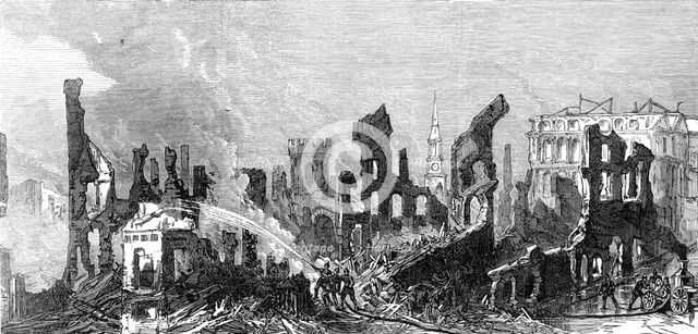 The Great Fire at Boston: view of the ruins, from Pearl-Street, 1872. Creator: Unknown.