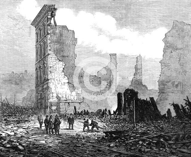 The Great Fire at Boston: Washington-Street, opposite Bromfield-Street, 1872. Creator: Unknown.