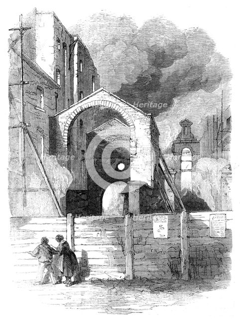 The Great Fire in Southwark: parts of Cotton's Wharf and Haye's Warehouse, 1861. Creator: Unknown.