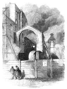 The Great Fire in Southwark: parts of Cotton's Wharf and Haye's Warehouse, 1861. Creator: Unknown