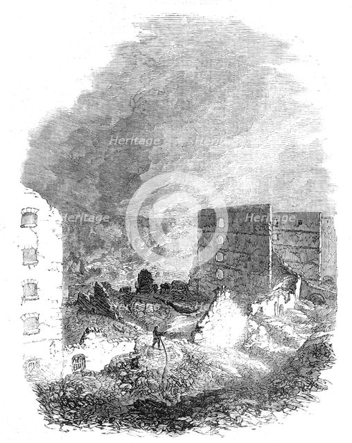 The Great Fire in Southwark: the ruins of Cotton's Wharf as seen from Tooley-Street, 1861. Creator: Unknown.
