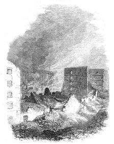 The Great Fire in Southwark: the ruins of Cotton's Wharf as seen from Tooley-Street, 1861. Creator: Unknown