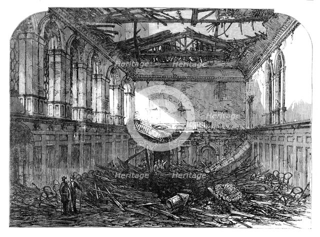 The Great Fire in the City: ruins of Haberdashers' Hall, 1864. Creator: Unknown.