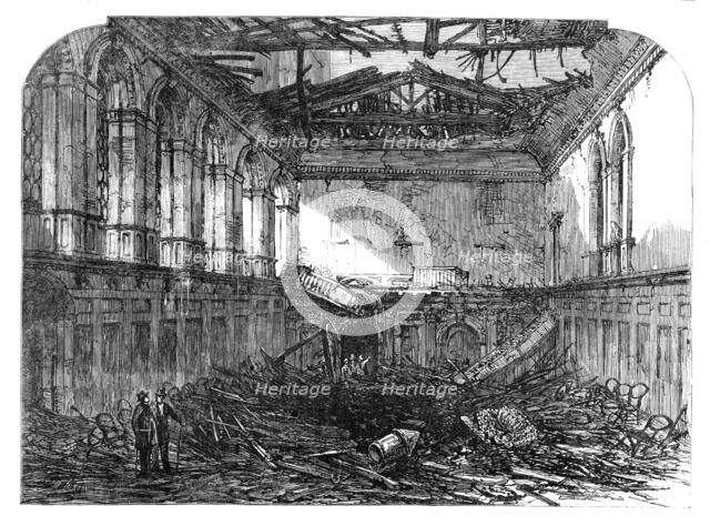 The Great Fire in the City: ruins of Haberdashers' Hall, 1864. Creator: Unknown.