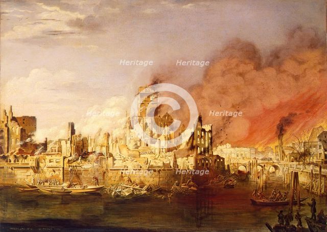 The Great Fire of Hamburg on May 5, 1842, 1842. Creator: Ditlev Martens.
