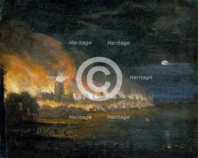 'The Great Fire of London, 1666', (c1666). Creator: Unknown.