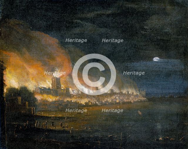 'The Great Fire of London, 1666', (c1666). Creator: Unknown.