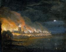 The Great Fire of London, 1666 (c1666). Creator: Unknown