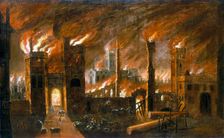 The Great Fire of London, 1666 (c1675). Creator: Unknown