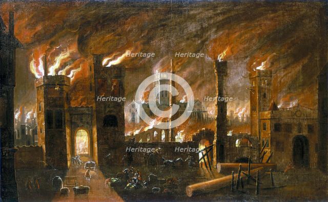 'The Great Fire of London, 1666', (c1675). Artist: Unknown