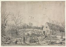 The Great Flood of January 10, 1624 (or Repairing the Broken Dike on the River Lek by Vianen, 1624). Creator: van de Velde Esaias (Dutch, 1587-1630)