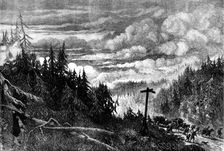 The great forest fires in America: view near Fox River, 1871. Creator: Unknown