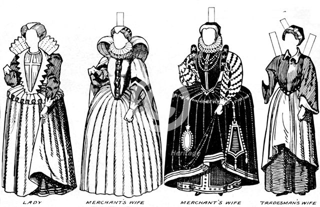 'The Great Gallery of Costume: Varied Dresses Worn in the Days of Elizabeth', c1934. Artist: Unknown.