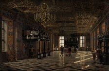 The Great Hall at Frederiksborg Castle during the Reign of Christian IV, 1859. Creator: Heinrich Hansen