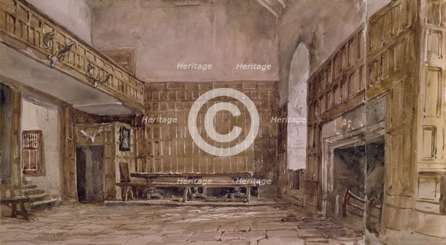 The Great Hall, Haddon Hall, c1830s. Creator: David Cox the Elder.