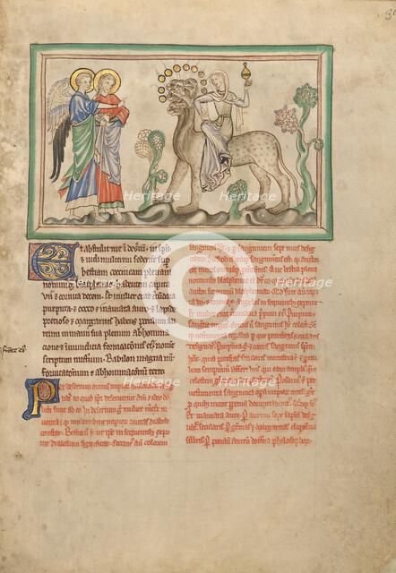 The Great Harlot on the Beast; Dyson Perrins Apocalypse, about 1255-1260. Creator: Unknown.