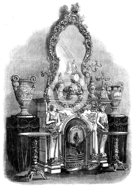 The Great International Exhibition: chimneypiece by the Royal Saxon China Manufactory, 1862. Creator: Unknown.