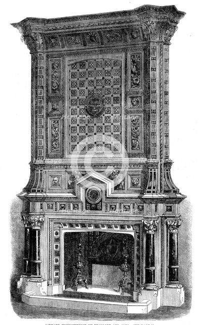 The Great International Exhibition: library chimneypiece by Trollope and Sons, 1862. Creator: Unknown.