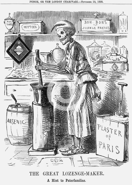 'The Great Lozenge-Maker. A Hint to Paterfamilias', 1858.  Creator: John Leech.