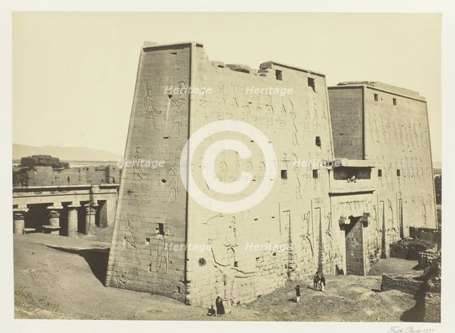 The Great Pylon at Edfou, Upper Egypt, 1857. Creator: Francis Frith.