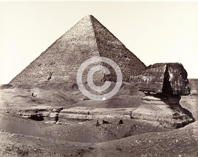 The Great Pyramid and The Great Sphinx, 1858. Creator: Francis Frith.