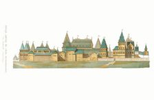 The great palace in Kolomenskoye seen from the south. From the Antiquities of the Russian State, 184 Creator: Solntsev, Fyodor Grigoryevich (1801-1892)