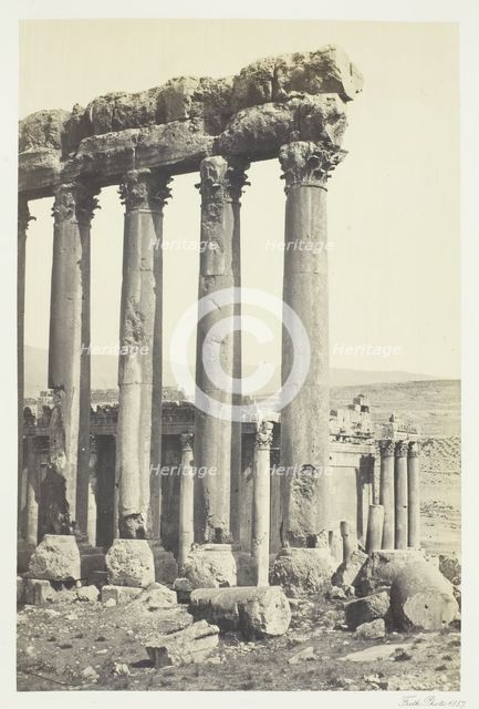 The Great Pillars and Smaller Temple, Baalbec, 1857. Creator: Francis Frith.