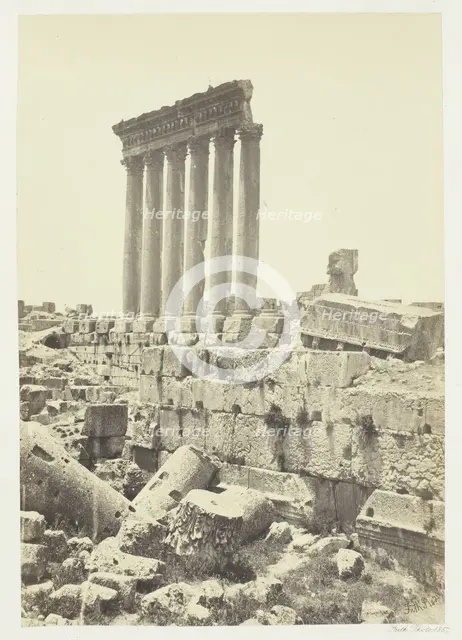 The Great Pillars at Baalbec, 1857. Creator: Francis Frith.