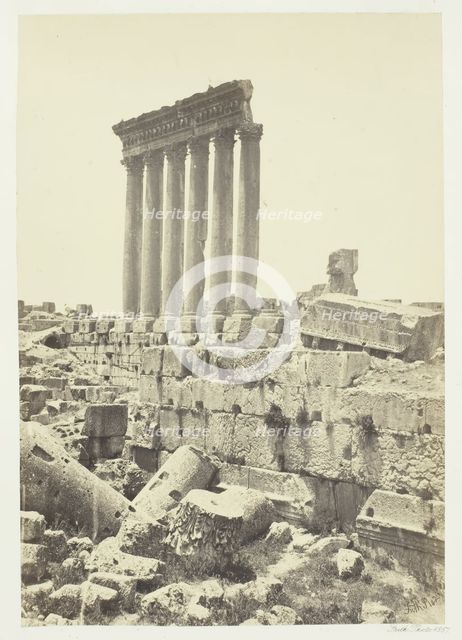 The Great Pillars at Baalbec, 1857. Creator: Francis Frith.