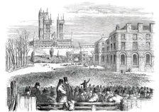 The Great Protectionist Meeting, in the Castle-Yard, Lincoln, 1850. Creator: Unknown