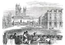 The Great Protectionist Meeting, in the Castle-Yard, Lincoln, 1850. Creator: Unknown
