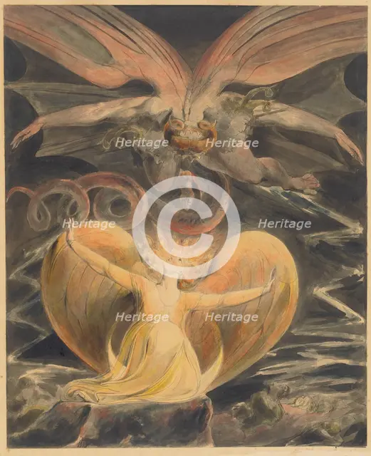 The Great Red Dragon and the Woman Clothed with the Sun, c. 1805. Creator: William Blake.