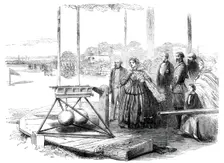 The Great Rifle-shooting Match on Wimbledon Common - Her Majesty firing the first shot, 1860. Creator: Unknown