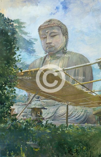 The Great Statue of Amida Buddha at Kamakura, Known as the Daibutsu..., 1887. Creator: John La Farge.