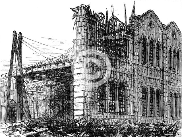 The Great Storm of Wind on Friday week: fallen gable at Shoreditch Goods Station, 1881. Creator: Unknown.