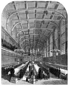 The Great Schools of England: the dining-hall at Christ's Hospital...singing a hymn, 1862. Creator: Unknown
