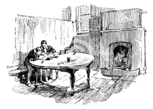 The Great Schools of England: No. 1 - Eton College, old table in Long Chamber, 1890. Creator: Unknown.