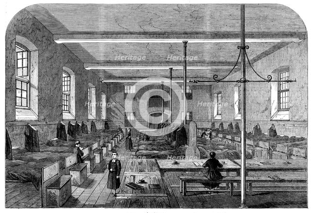 The Great Schools of England: one of the dormitories at Christ's Hospital School, 1862. Creator: Unknown.