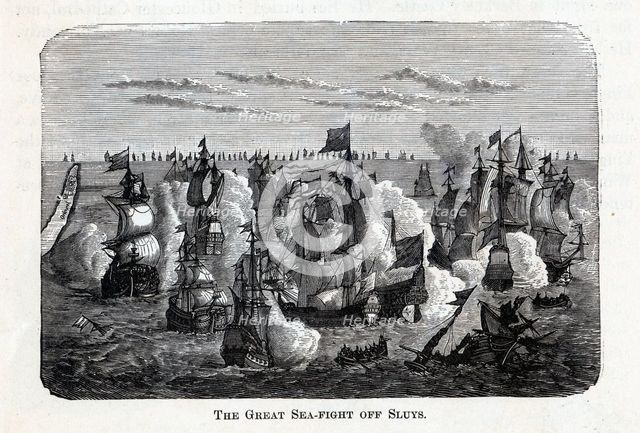 The Great Sea-Fight Off Sluys, 1882. Artist: Anonymous  