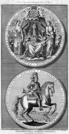 The Great Seal of King George I, 18th century (1786).Artist: Goldar